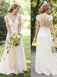Chiffon Wedding Dresses,Boho Wedding Dress,Beach Wedding Dress,Simple Bridal Dress,WD00128