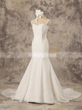Chiffon Wedding Dresses Open Back,Ivory Beach Wedding Dress,WD00575