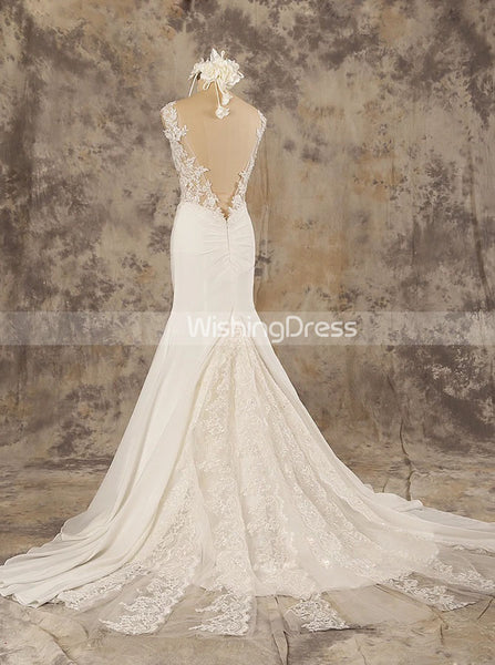 Chiffon Wedding Dresses Open Back,Ivory Beach Wedding Dress,WD00575