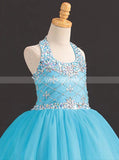 Classic Blue Little Princess Gowns,Tulle Little Girls Prom Gown,GPD0055