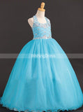 Classic Blue Little Princess Gowns,Tulle Little Girls Prom Gown,GPD0055