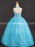 Classic Blue Little Princess Gowns,Tulle Little Girls Prom Gown,GPD0055