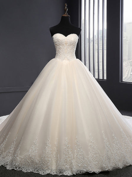 Classic Wedding Dresses,Ball Gown Wedding Dress,Strapless Wedding Gown,WD00064