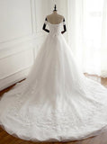Classic Wedding Dresses with Train, Off the Shoulder Bridal Dress,Corset Wedding Dress,WD00310