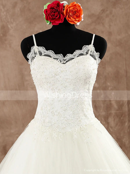Classic Wedding Gown with Spaghetti Straps,princess wedding dresses,WD00588