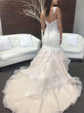 Colored Wedding Dress,Fit and Flare Wedding Dresses,Ruffled Wedding Dress,WD00189