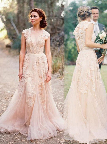 Colored Wedding Dresses,Lace Wedding Dress,Vintage Wedding Dress,Long Wedding Dress,WD00221