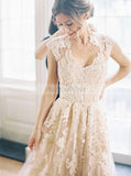 Colored Wedding Dresses,Lace Wedding Dress,Vintage Wedding Dress,Long Wedding Dress,WD00221