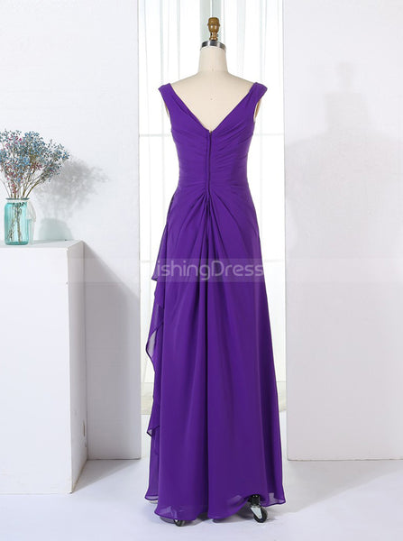 Column Bridesmaid Dresses,Purple Bridesmaid Dress,Draped Bridesmaid Dress,BD00264