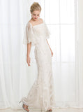 Column Wedding Dresses,Short Sleeves Wedding Dress,Floor Length Wedding Dress,WD00024