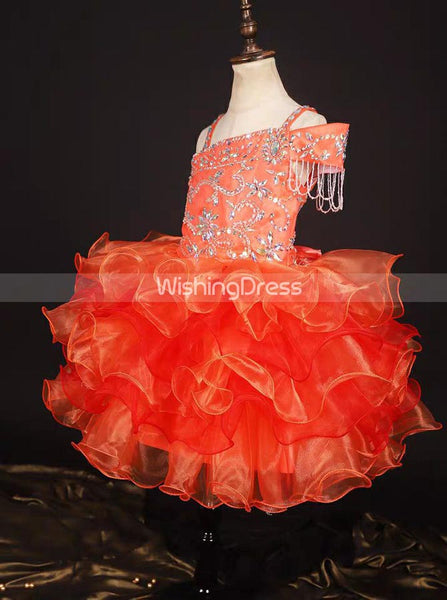 Coral Little Girl Party Dresses,Stunning Little Girl Pageant Dress,GPD0044