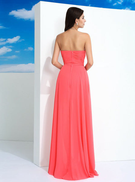 Coral Prom Dresses,Sweetheart Prom Dress,Prom Dress with Slit,Long Homecoming Dress,PD00289