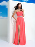 Coral Prom Dresses,Sweetheart Prom Dress,Prom Dress with Slit,Long Homecoming Dress,PD00289