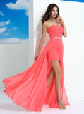 Coral Prom Dresses,Sweetheart Prom Dress,Prom Dress with Slit,Long Homecoming Dress,PD00289