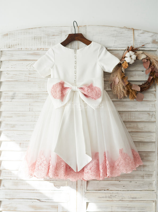 Cute Flower Girl Dress with Short Sleeves,Girl Party Dress,Birthday Dr