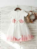 Cute Flower Girl Dress with Short Sleeves,Girl Party Dress,Birthday Dress,FD00110