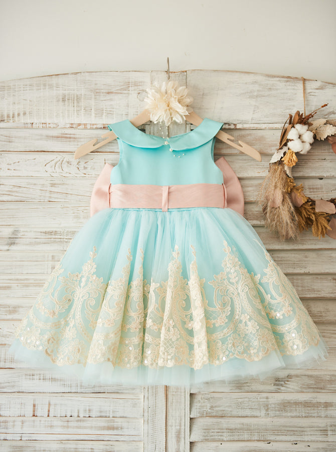 Cute Flower Girl Dresses,Girl Party Dress,Aqua Flower Girl Dress,FD001