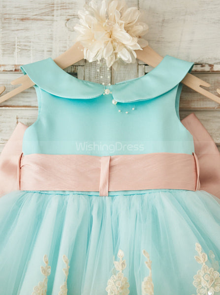 Cute Flower Girl Dresses,Girl Party Dress,Aqua Flower Girl Dress,FD00107