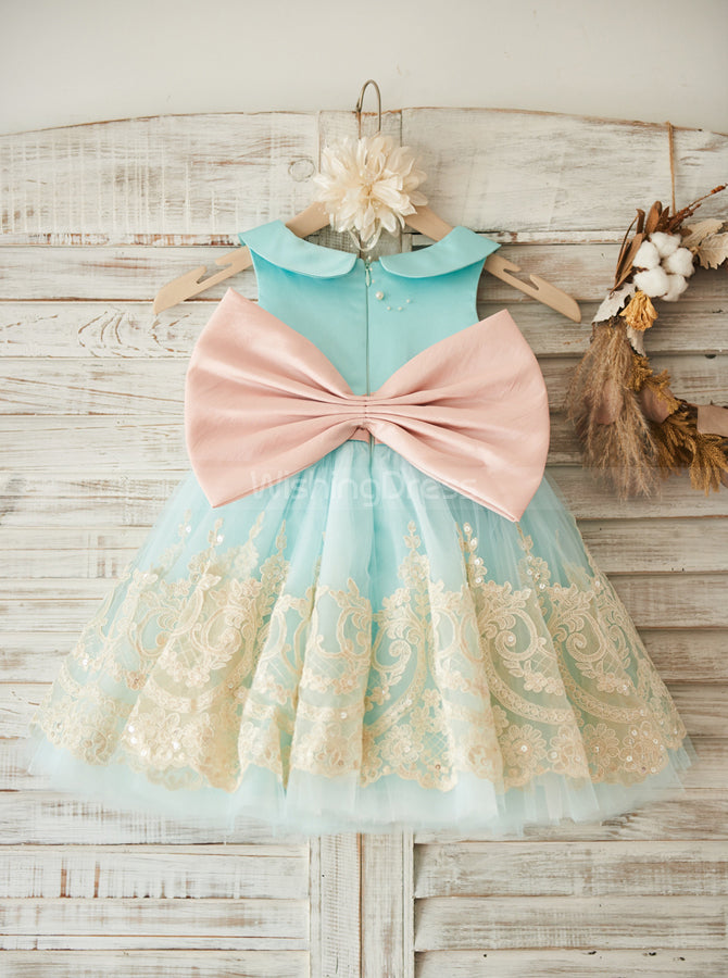 Cute Flower Girl Dresses,Girl Party Dress,Aqua Flower Girl Dress,FD001