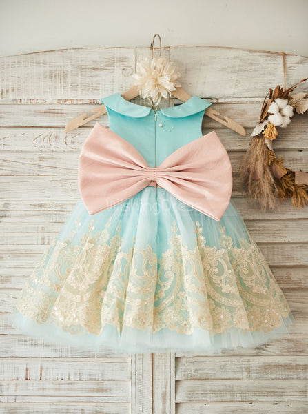 Cute Flower Girl Dresses,Girl Party Dress,Aqua Flower Girl Dress,FD00107