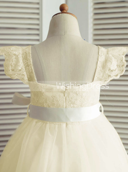 Cute Flower Girl Dresses,Ivory Flower Girl Dress,Flower Girl Dress with Belt,FD00013