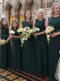 Dark Green Bridesmaid Dress,Lace Bridesmaid Dress,Full Length Bridesmaid Dress,BD00077