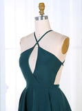 Dark Green Cocktail Dress,Open Back Cocktail Dress,Sexy Cocktail Dress,CD00003