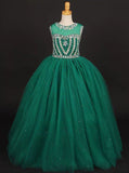 Dark Green Girls Pageant Dresses,Princess Tulle Special Occasion Dress for Teens,GPD0018