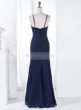 Dark Navy Bridesmaid Dress,Long Bridesmaid Dress,Lace Bridesmaid Dress,BD00147