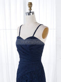 Dark Navy Bridesmaid Dress,Long Bridesmaid Dress,Lace Bridesmaid Dress,BD00147