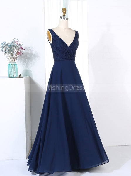 Dark Navy Bridesmaid Dresses,A-line Bridesmaid Dress,Full Length Bridesmaid Dress,BD00284