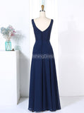 Dark Navy Bridesmaid Dresses,A-line Bridesmaid Dress,Full Length Bridesmaid Dress,BD00284