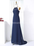 Dark Navy Bridesmaid Dresses,Mermaid Bridesmaid Dress,High Neck Bridesmaid Dress,BD00277