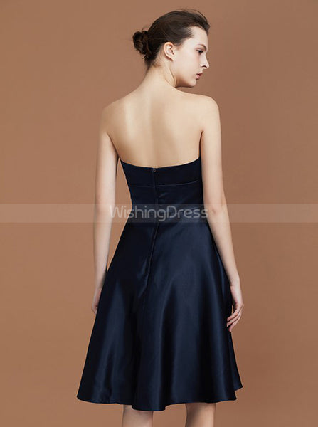 Dark Navy Bridesmaid Dresses,Short Bridesmaid Dress,Sweetheart Bridesmaid Dress,BD00228