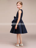 Dark Navy Junior Bridesmaid Dress,Knee Length Junior Bridesmaid Dress,JB00026