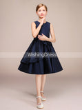 Dark Navy Junior Bridesmaid Dress,Knee Length Junior Bridesmaid Dress,JB00026