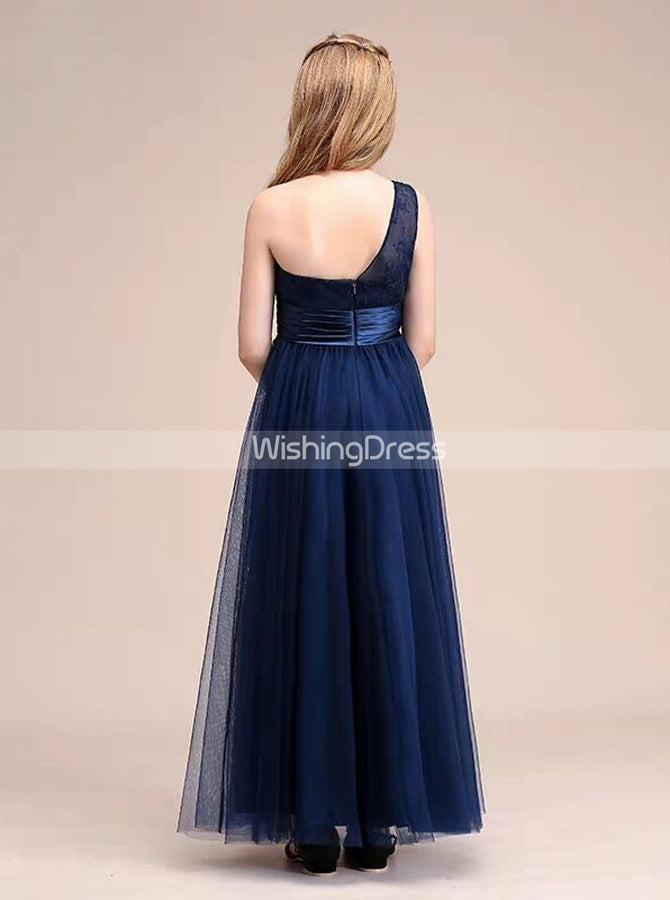 Dark Navy Junior Bridesmaid Dress,One Shoulder Junior Bridesmaid Dress,JB00054, J14 / Turquoise Dark Navy Junior Bridesmaid Dress,One Shoulder Junior Bridesmaid Dress,JB00054, J14 / Turquoise
