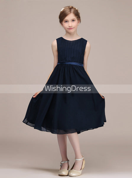 Dark Navy Junior Bridesmaid Dresses,Chiffon Short Junior Bridesmaid Dress,JB00022