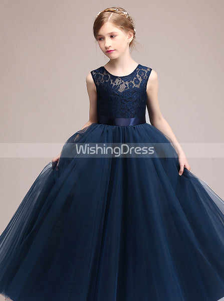 Dark Navy Junior Bridesmaid Dresses,Princess Junior Bridesmaid Dress,JB00003