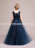 Dark Navy Junior Bridesmaid Dresses,Princess Junior Bridesmaid Dress,JB00003