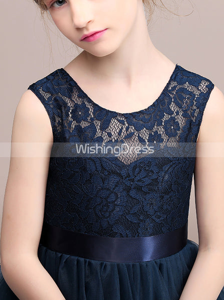 Dark Navy Junior Bridesmaid Dresses,Princess Junior Bridesmaid Dress,JB00003