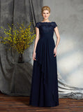 Dark Navy Mother of the Bride Dresses,Empire Mother Dress,Mother Dress with Sleeves,MD00035