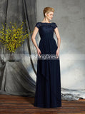 Dark Navy Mother of the Bride Dresses,Empire Mother Dress,Mother Dress with Sleeves,MD00035