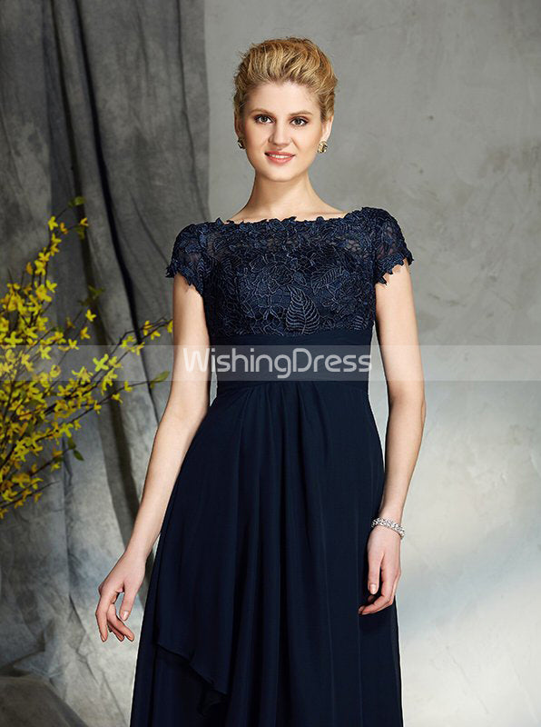 empire waist dresses for mother of the bride Dark Navy Mother of the Bride Dresses,Empire Mother Dress,Mother Dress with Sleeves,MD00035, US14 / Silver