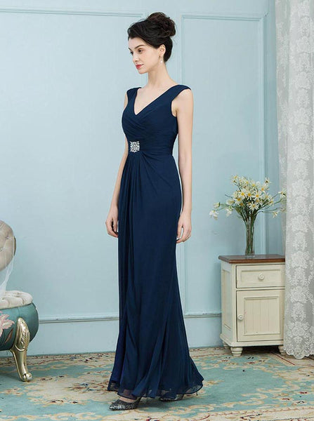 Dark Navy Mother of the Bride Dresses,Long Mother Dress,Simple Mother of the Bride Dress,MD00009