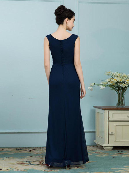 Dark Navy Mother of the Bride Dresses,Long Mother Dress,Simple Mother of the Bride Dress,MD00009