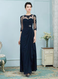Dark Navy Mother of the Bride Dresses,Mother Dress with Sleeves,Elegant Mother Dress,MD00022