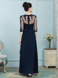 Dark Navy Mother of the Bride Dresses,Mother Dress with Sleeves,Elegant Mother Dress,MD00022