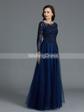 Dark Navy Mother of the Bride Dresses,Mother Dress with Sleeves,Tulle Mother Dress,MD00028