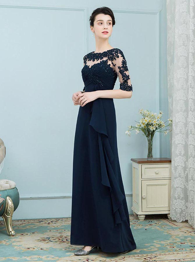 Dark Navy Mother of The Bride Dresses,Mother Dress with Sleeves,Wedding Guest Dress Long,MD00005, US8 / Red Dark Navy Mother of The Bride Dresses,Mother Dress with Sleeves,Wedding Guest Dress Long,MD00005, US8 / Red